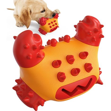 Jouet de dentition pour chiens, jouets à macher indestructibles pour chiots, jouet interactif durable pour chiens,rouge (1/5)