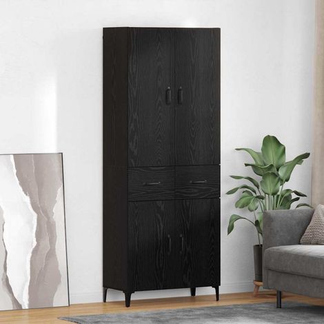 Highboard Schwarz Eichen-Optik 69,5 x 34 x 180 cm Holzwerkstoff