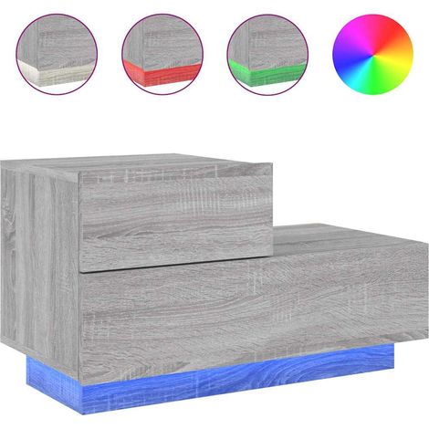 Maison Exclusive - Nachttisch mit LED-Leuchten Grau Sonoma 70x36x