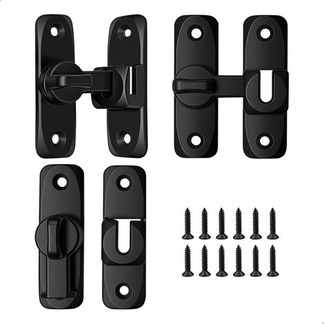 3 Pièces Loquet Porte,Verrou Porte Interieure à 90°/180°,Verrou Portes Coulissante en Alliage D'aluminium,Loquet Portes Exterieur avec Vis Fixation pour Cuisine,Chambre à Coucher,Bureau (1/5)