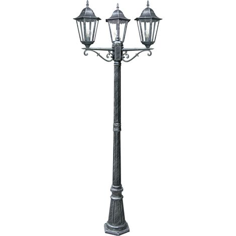 Palo per esterno FIRENZE nero e argento con diffusori in vetro (3xE27) 218 cm. IP44 (1/2)
