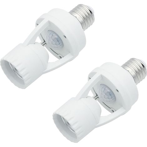 Lot de 2 Douille de lampe avec détecteur de mouvement PIR 360°, Support E27 avec capteur de mouvement pour ampoule, détection de sécurité