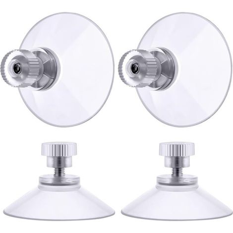 Einschraubbarer Saugnapf, 4 Stück 50 mm transparente Saugnäpfe mit Gewinde, extra starker PVC-Kunststoff-Vorhang-Aufhänge-Isolier-Saugnapf für Wohnmobil, Fenster, Badezimmer, Van (1/4)