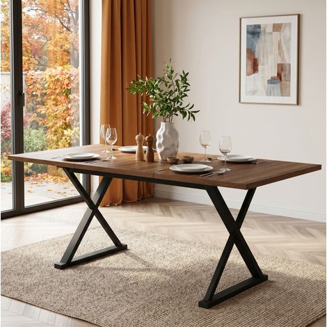 MEUBLIV Esstisch 180x90 cm Walnuss und Schwarz – für 6 bis 8 Personen (1/5)