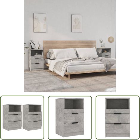 The Living Store Nachttische 2 Stk. Betongrau Holzwerkstoff - Nachttisch - Wohnzimmer Dekoration - Holzwerkstoff Möbel - Betongrau Möbel - Kommode (1/5)