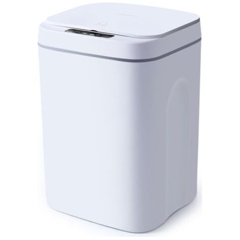 Poubelle automatique 16L – Détecteur infrarouge – Ouverture sans contact en 0,3 seconde – Conception étanche pour espaces humides – Blanc