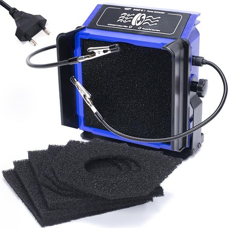 948DQ-I Extracteur de Fumée avec Double Filtration, Aides Mains, Angle d’Inclinaison Réglable, Garde-boue pour Station de Soudage, Fer à Souder avec 6 Adsorbeurs de Filtration(EU) (1/5)