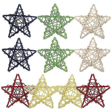 10pcs 10cm ornements étoiles en rotin adorables décoration pour maison bureau maternelle (1/3)