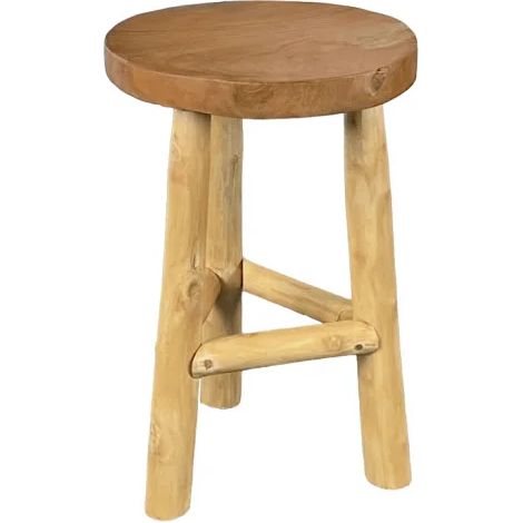 Petit tabouret / porte-plante rond H. 45 cm en bois de teck – AUBURN (1/5)