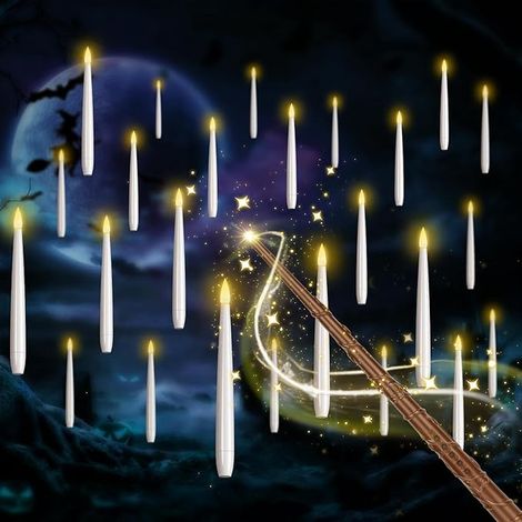 Velas LED flotantes, 12 velas colgantes mágicas con varita de control remoto, velas LED sin llama, velas a pilas para el hogar, la iglesia, fiestas, Navidad, decoraciones navideñas (paquete de 12) [Cl