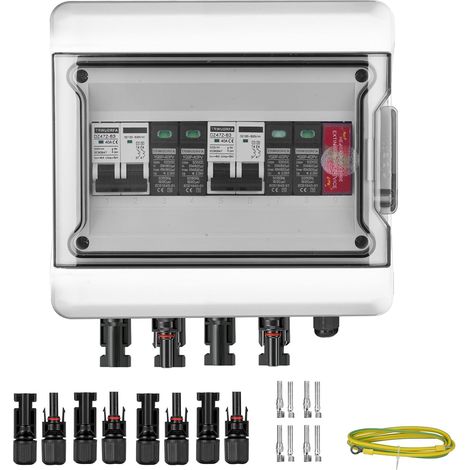 Protection contre les surtensions PV - 2 chaînes Boîte Photovoltaïque avec sectionneur 40A/500V DC, système d’extinction automatique, disjoncteur parafoudre - Boîtier de Raccordement PV IP65 (1/5)