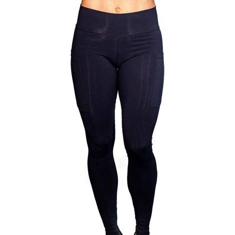 Hochgeschnittene Yoga-Leggings mit Push-up-Effekt und Seitentaschen, schwarze Leggings für Damen, Größe M. (1/5)