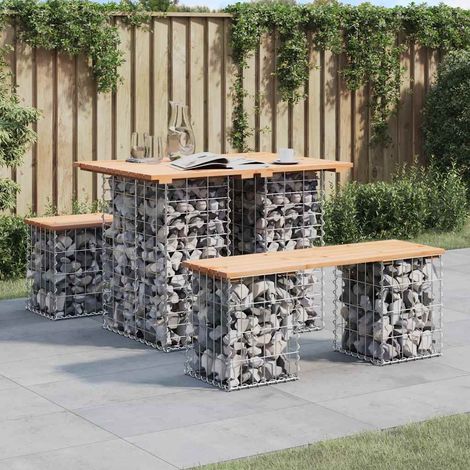 Gartentisch aus Gabionen 100x70x72 cm Massivholz Kiefer