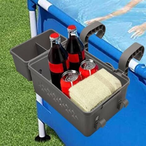 NALOOKAMIC Panier de rangement pour piscine en plastique recyclé avec porte-gobelet