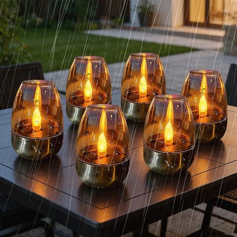 Realistische Solarkerzen mit Flammeneffekt, automatischer Schutzart IP44, 8 Stunden Solaraufladung, romantische Dekoration für Garten und Innenräume (1/4)
