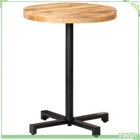 Table de bistro - 320265 - Bois de manguier brut - Ø60 x 75 cm - Base fer noir (1/5)