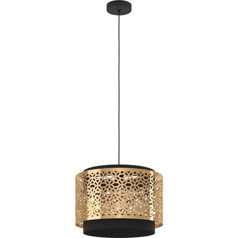 Lampadario A Sospensione Vintage Sandbach Acciaio Nero Ottone 1 Luce E27 (1/3)