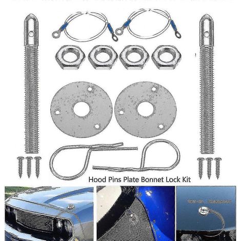 Kit de verrouillage universel pour capot de voiture de sport, en alliage argenté. (1/5)