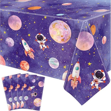 4er Pack Weltraum Tischdecke mit Raketen & Astronauten, 220x130cm