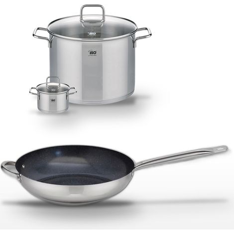 Lot Poêle 32cm Elo Profi Therm Platinum et 2 Faitouts Elo Citrin (1/5)