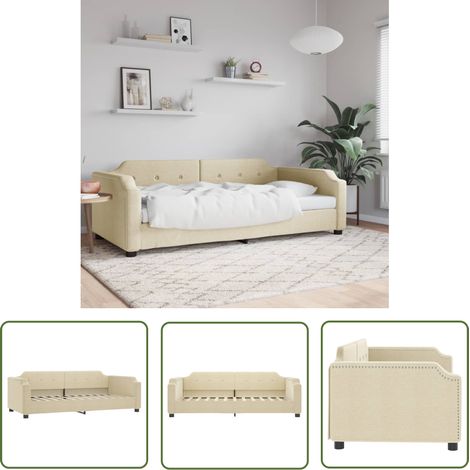vidaXL Tagesbett Creme 90x200 cm Stoff (1/5)