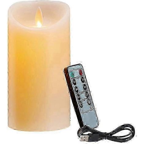 Bougies LED rechargeables, bougies sans flamme en cire véritable avec télécommande, adaptées à diverses occasions. (1/4)