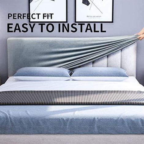 Housses de Tête de lit, Protecteur Antipoussière pour Tête de Lit Rembourrée, 150cm-170cm - gris foncé (1/4)