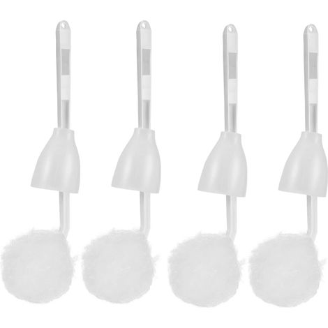 4 Brosse de toilette, manche long 28 cm, tête douce en coton, pour salle de bain, maison, hôtel (1/5)