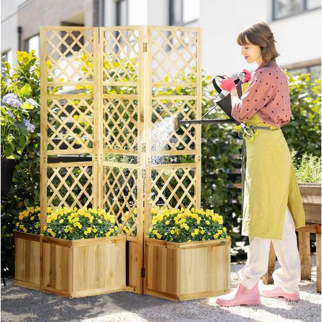 Garten Sichtschutz mit Blumenkästen klappbar Holz 133x165 OKMYHOME (1/4)