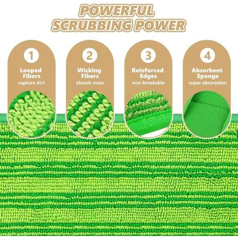 Passend für Swiffer Sweeper Wischmopps: Papclean Mikrofasertücher, waschbar und wiederverwendbar, zur Reinigung von Holzböden – 6 Stück, grün (1/5)