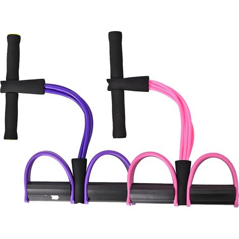 Corde de traction pédale 6 tubes, bande de résistance pour abdos jambes et yoga, 45 x 25,5 cm, mousse NBR (1/5)