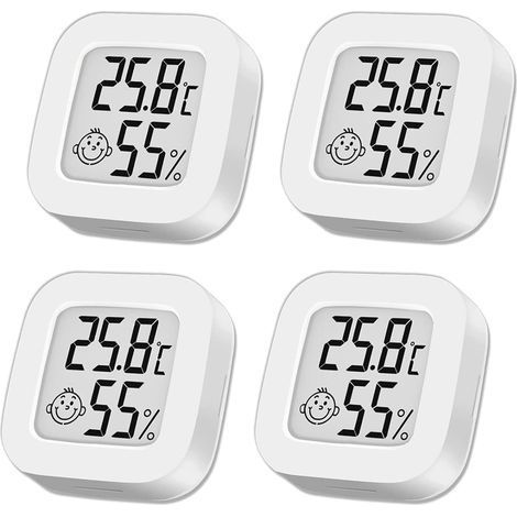 4 Thermometre interieur Hygromètre intérieur, Mini Hygromètre Thermomètre extérieur Digital Thermomètre intérieur pour Maison Terrarium Chambre Bébé Couveuse Cave Vestiaire etc (1/5)
