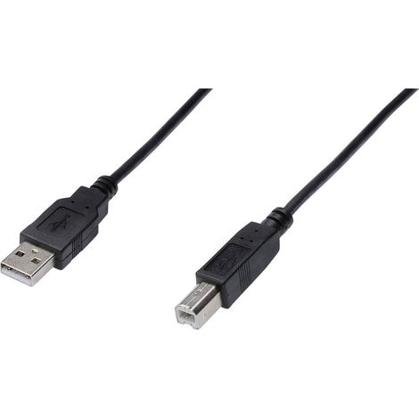 Digitus Câble USB USB 2.0 USB-A mâle, USB-B mâle 1.00 m noir rond, blindage double AK-300105-010-S S381231