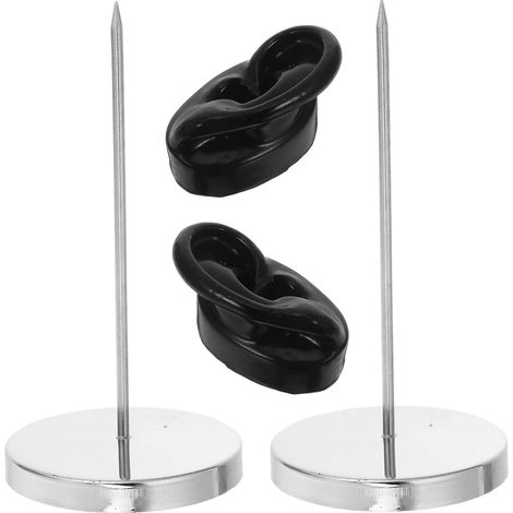 2 Pièces Présentoir à Boucles D'oreilles Modèle D'oreilles en Silicone, Support Métal, Noir, pour Clous D'oreilles et Bijoux, Vente au Détail et Vendeur (1/5)