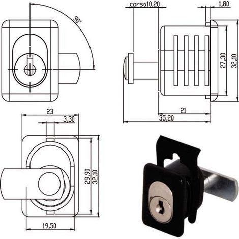 Cerradura para muebles con palanca, modelo 220315 Omr
