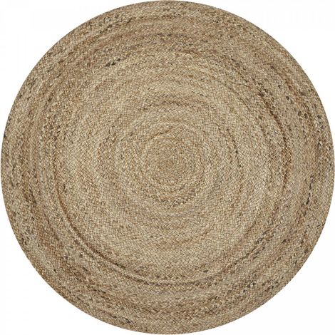 Tapis rond fait à la main Ø150cm sable en jute motif uni pour chambre SUNNY (1/5)