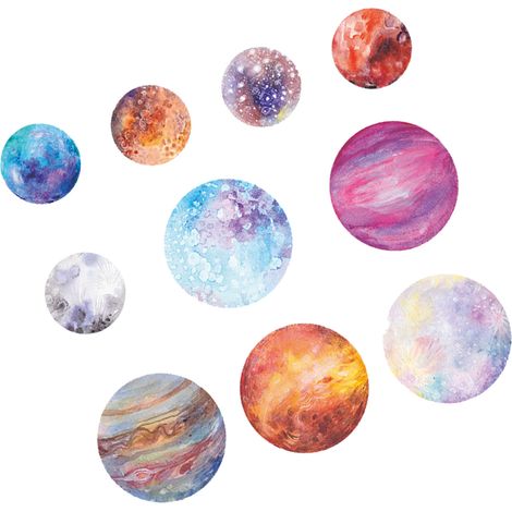 Lot de 20 autocollants planètes du système solaire en PET, pour téléphones portables, ordinateurs, tablettes et tasses. Thème : planètes romantiques. (1/5)