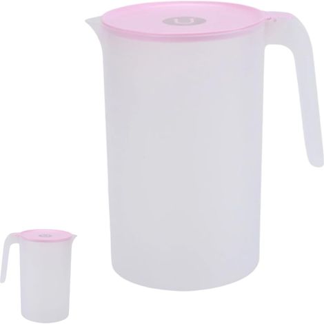 Pichet Eau 2,5L - Plastique Polypropylène - Couvercle Et Filtre - Pour Réfrigérateur Et Pique-Nique - Rose (1/5)