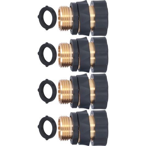Lot de 4 raccords rapides universels pour tuyau d'arrosage avec joints, adaptateurs en laiton étanches pour l'irrigation de jardin (1/5)