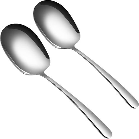 2 grandes cuillères service inox, ustensiles buffet/dîner/banquet, faciles à nettoyer
