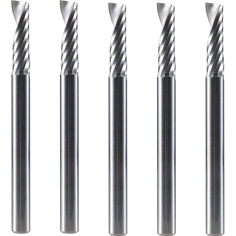 Lot de 5 fraises en aluminium 4 mm (1/6") CNC bois VHM Longueur de coupe 15 mm Fraise à queue pour aluminium et plastique (1/5)