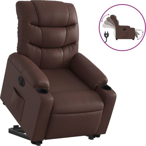 Fauteuil de Salon,Chaise,Fauteuil inclinable électrique marron similicuir CFW895590 (1/5)