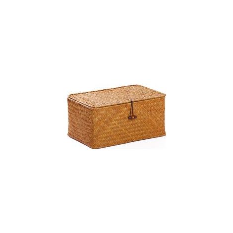 Panier de rangement avec couvercle, tressé, naturel, boîte de rangement avec fermeture éclair (1/5)