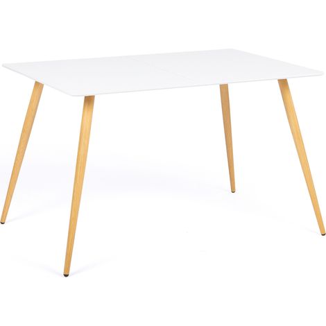 Idmarket – Table de salle à manger scandinave rectangle blanche 120 cm – 6 places – Plateau MDF laqué – Pieds en bois