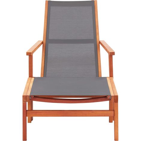 Chaise de jardin  Chaise d'extérieur et repose-pied Gris Eucalyptus et textilène (1/5)