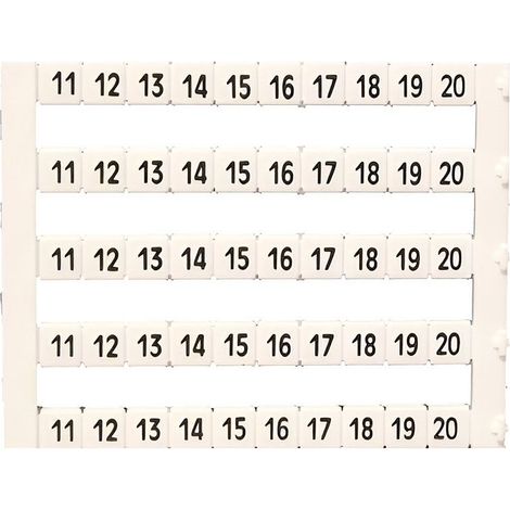 50 étiquettes de repérage 5mm, marqué 11 à 20 MT5-11-20