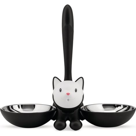 Alessi Tigrito AMMI09 B Cuenco de Animales de Diseño, Acero Inoxidable 18/10 y Resina Termoplástica, Negro (1/5)