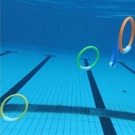 Lot de 4 anneaux de plongée sous-marine pour enfants, parfaits pour la piscine et les jeux d'eau en été à la plage. (1/5)