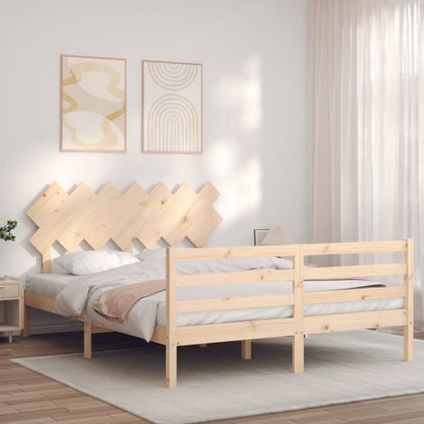 Bed Frame without Mattress King Size Solid Wood vidaXL (1/4)