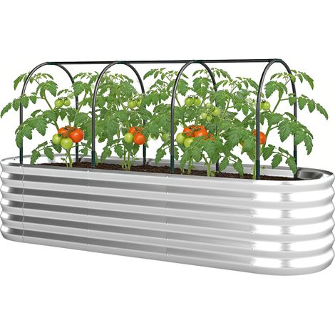 Jardinera extérieur grande con cubierta de invernadero y malla base abierta 200x60x103 cm